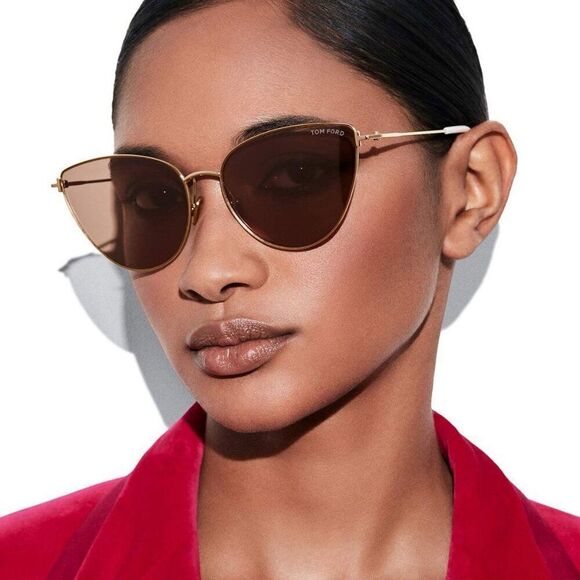 Tom Ford ANAIS-02 Women Sunglasses Gold Brown Mirror Cat Eye FT1005 32G NEW